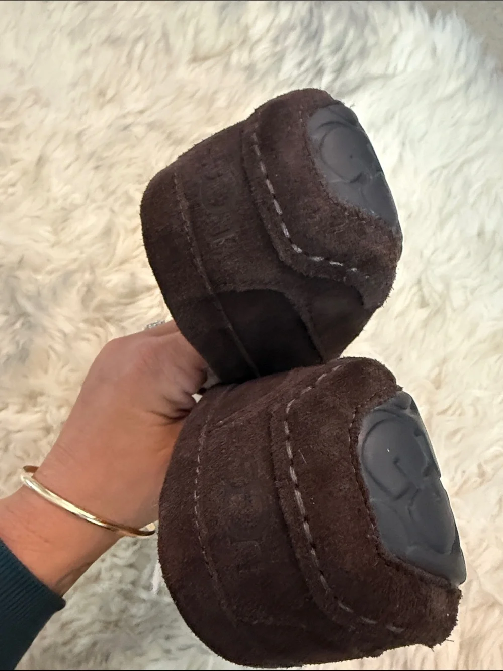 UGG Men's Brown Suede Shearling-Lined Slip-On Loafers